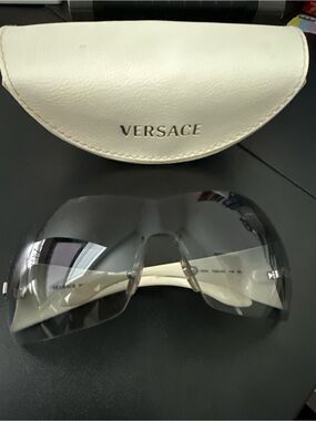 Versace womens Shield Sunglasses in White and Gray
